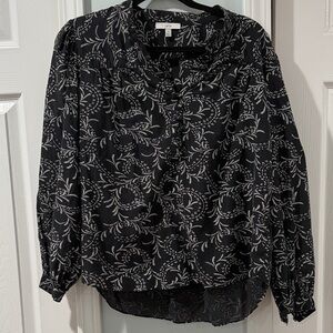 Joie Black and White Floral Blouse
